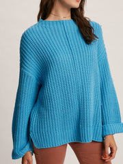 Women's Blue Long Sleeve Sweater